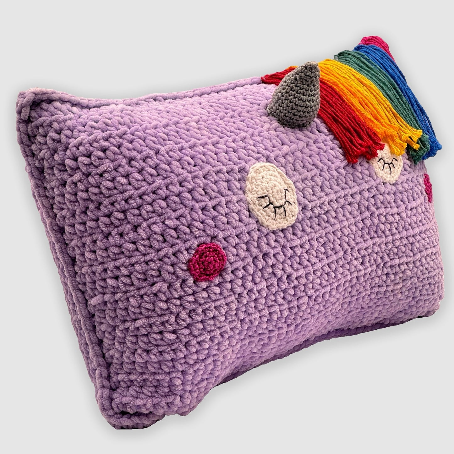 Unicorn pillow 30x50 cm – Handmade, Oeko-Tex certified yarn, soft & cuddly for children and adults