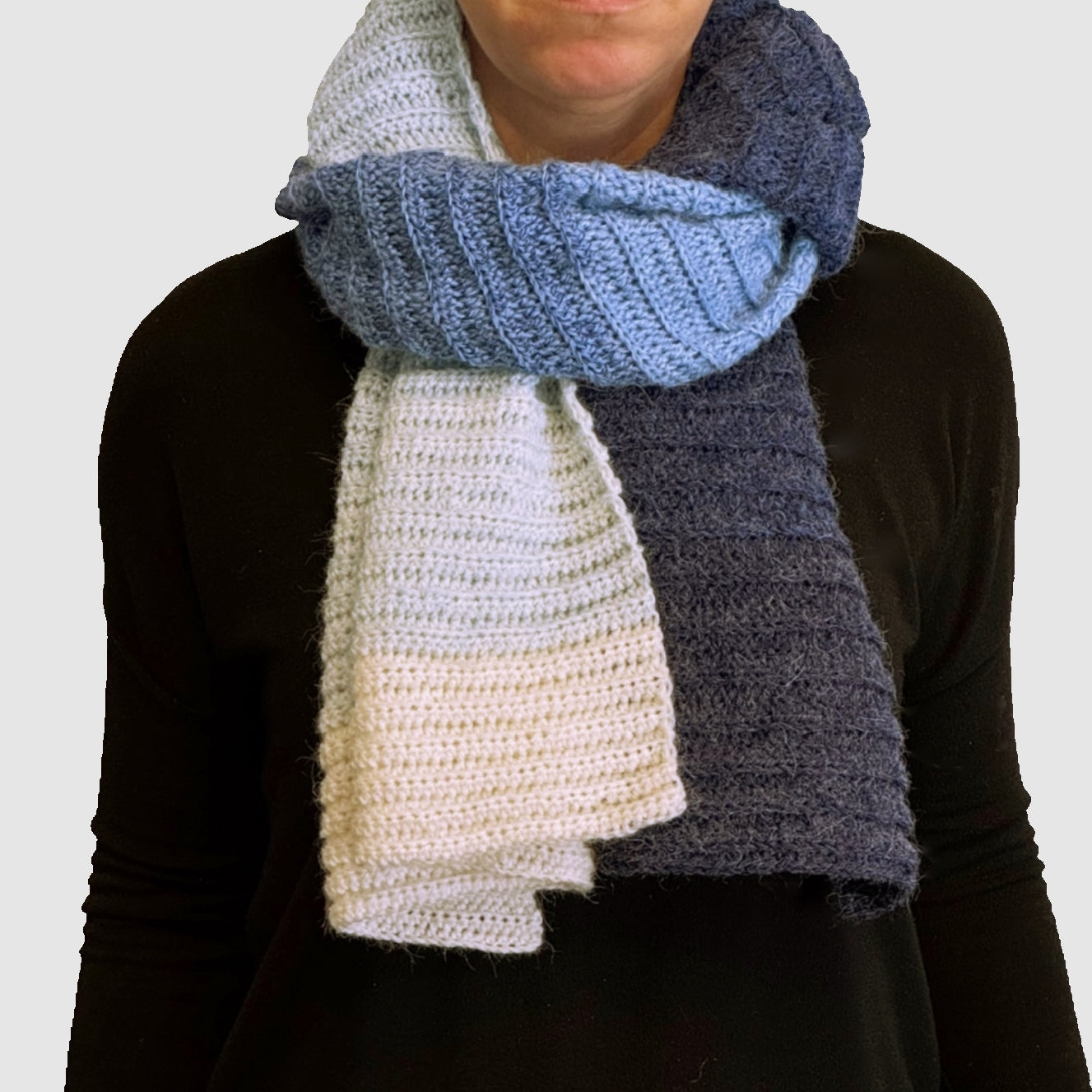 Luxurious winter scarf made from alpaca blend yarn