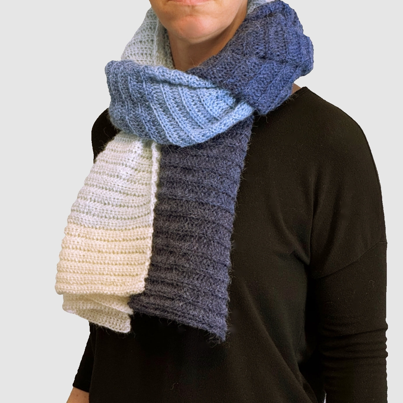 Luxurious winter scarf made from alpaca blend yarn