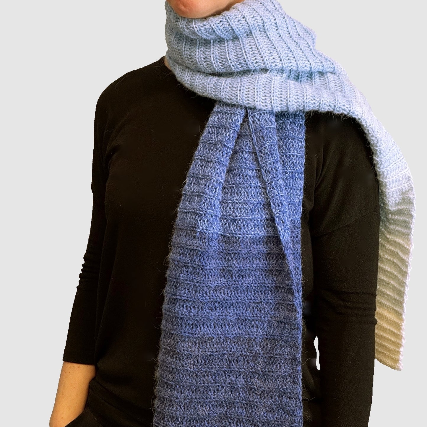 Luxurious winter scarf made from alpaca blend yarn