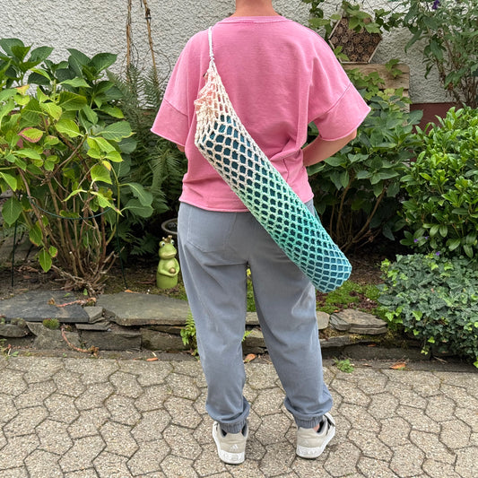 Handgefertigtes Yogamatten Netz aus 100% Baumwolle | Tragetasche für Yogamatte | Atmungsaktive Netztasche in Farbverlauf oder einfarbig